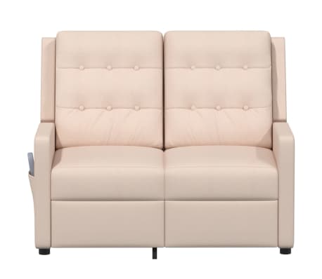 vidaXL Sillón reclinable de masaje de 2 plazas tela crema