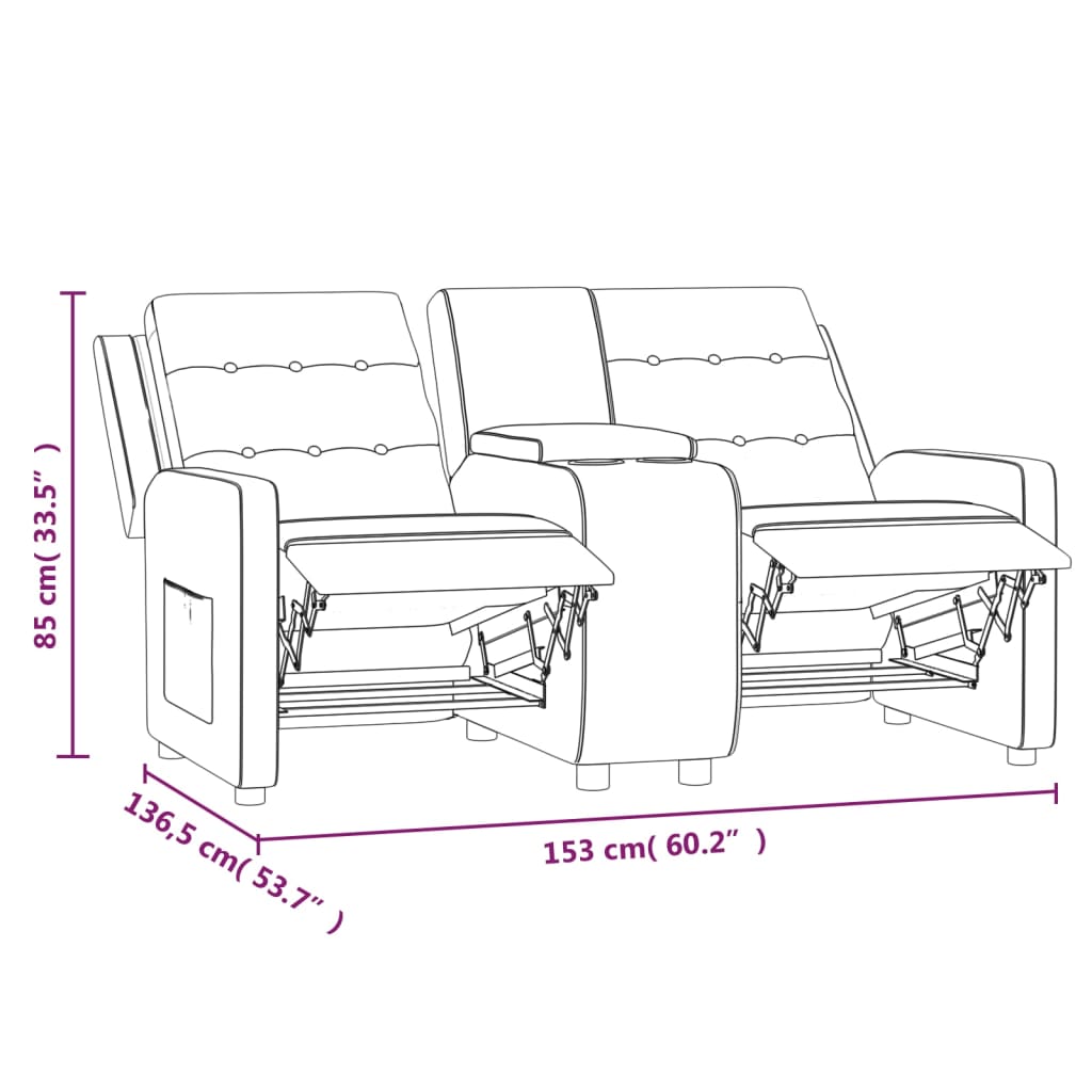 barna kétszemélyes dönthető masszázsfotel pohártartóval