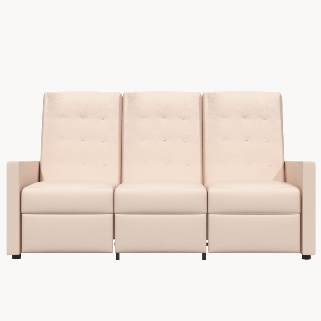 

vidaXL Fauteuil 3-zits verstelbaar stof crèmekleurig