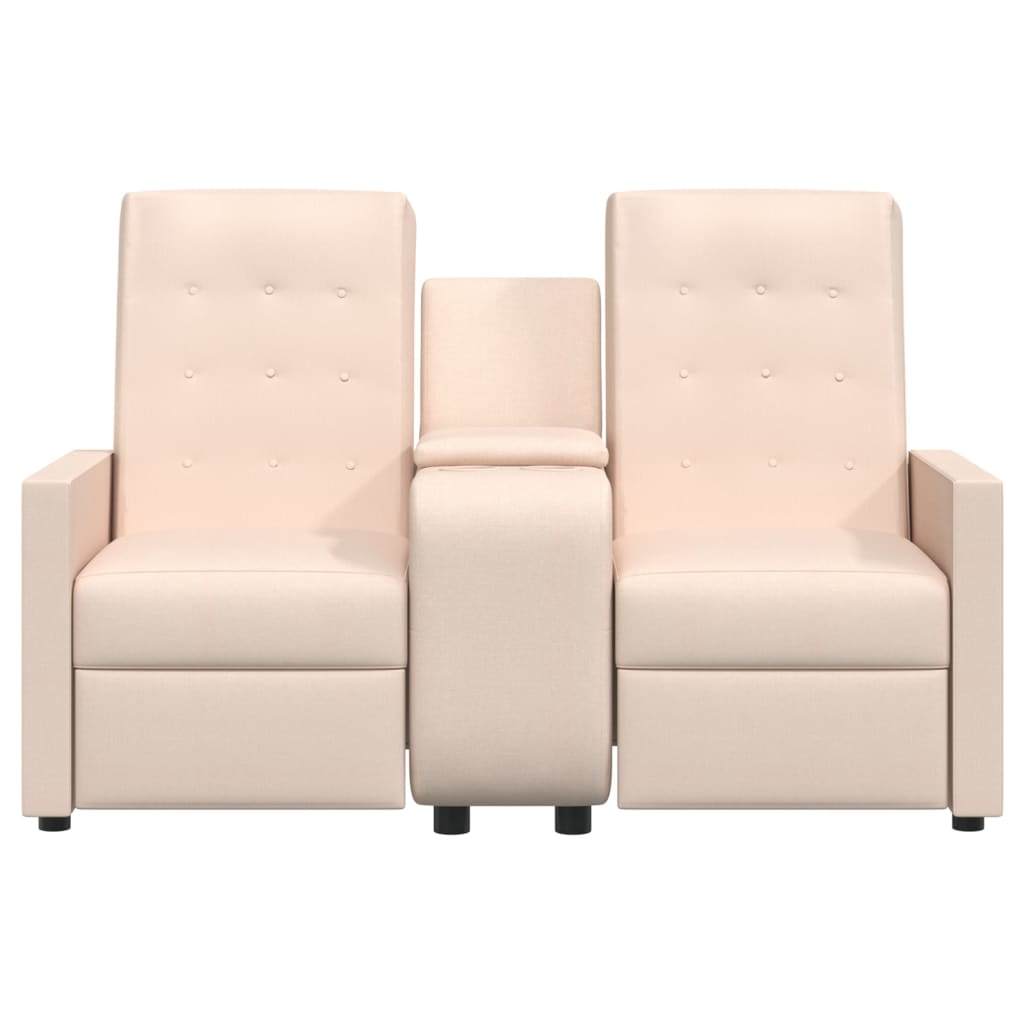 

vidaXL Fauteuil 2-zits verstelbaar met bekerhouder stof crèmekleurig