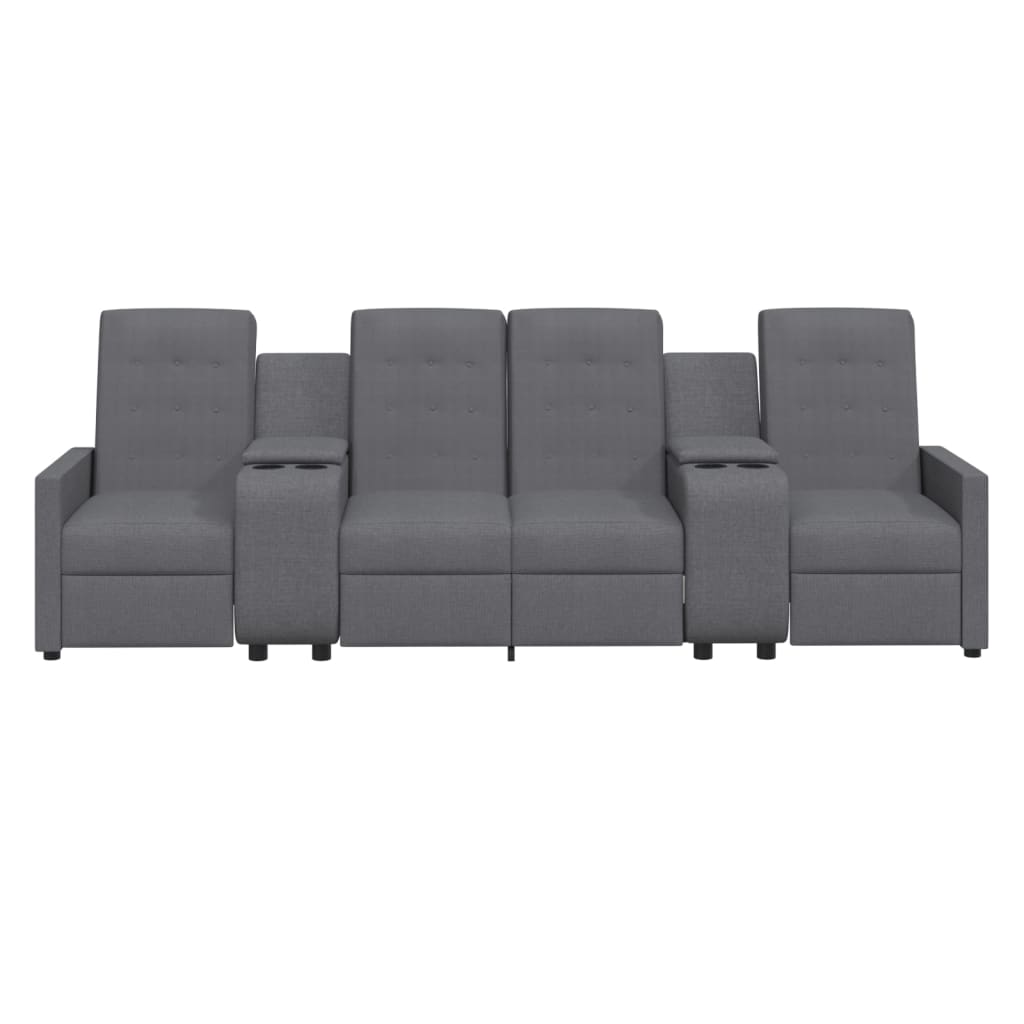 

vidaXL Fauteuil 4-zits verstelbaar met bekerhouders stof lichtgrijs