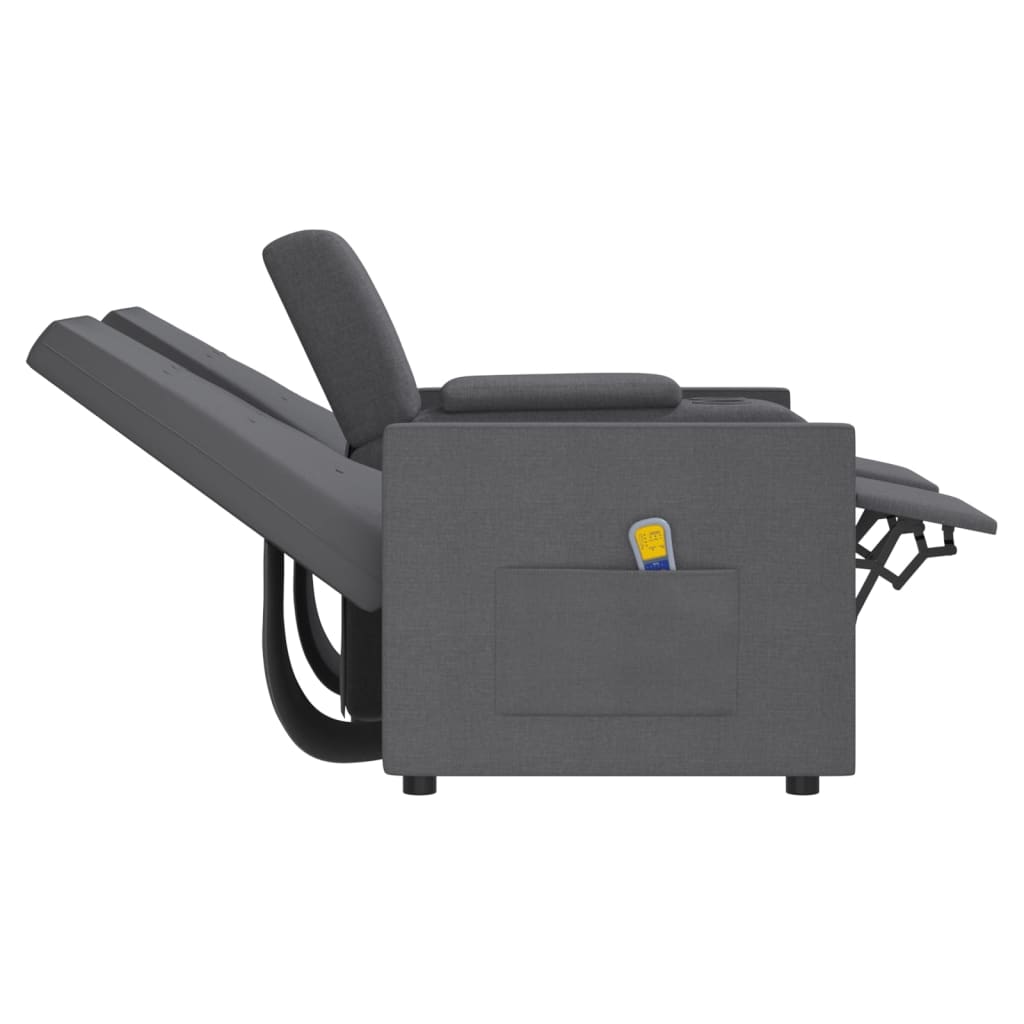 Fotoliu de masaj rabatabil 2 locuri/suport pahare gri deschis