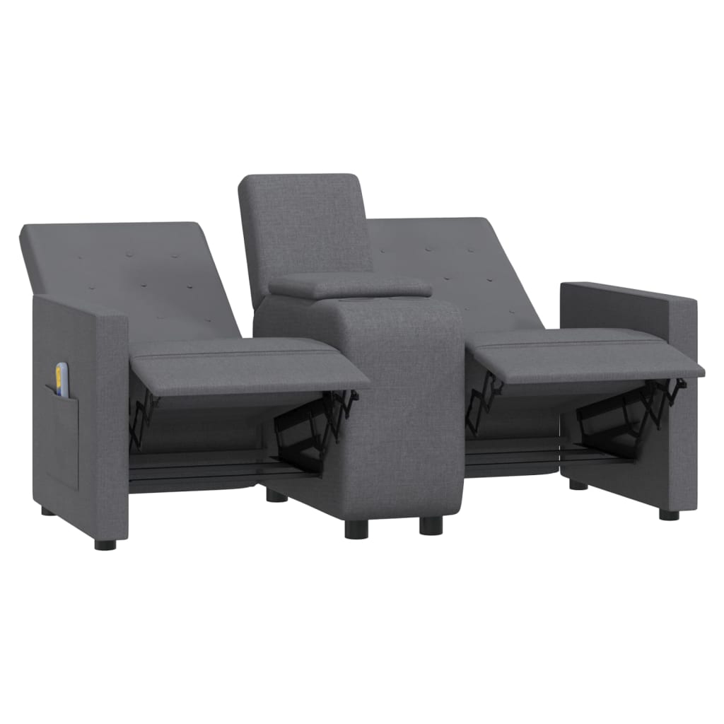 Fotoliu de masaj rabatabil 2 locuri/suport pahare gri deschis