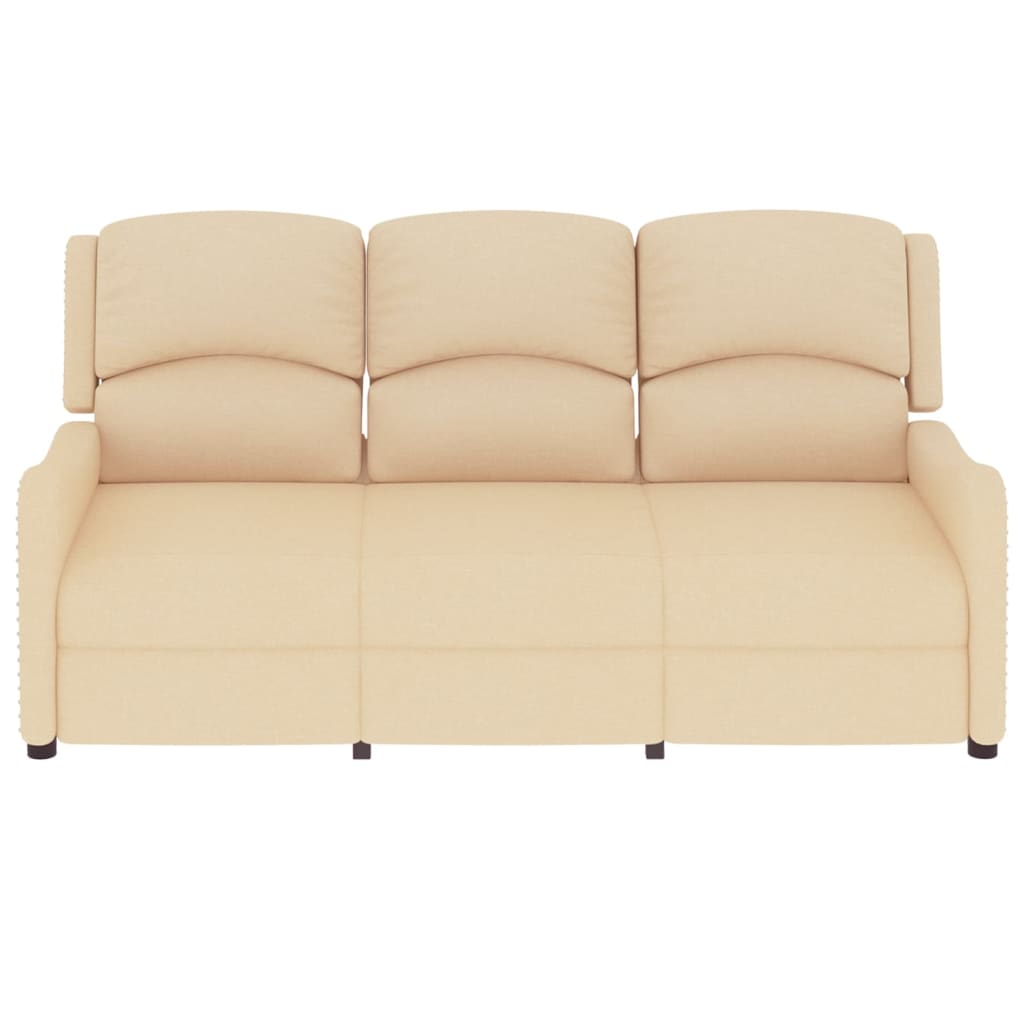 

vidaXL Fauteuil 3-zits verstelbaar stof crèmekleurig