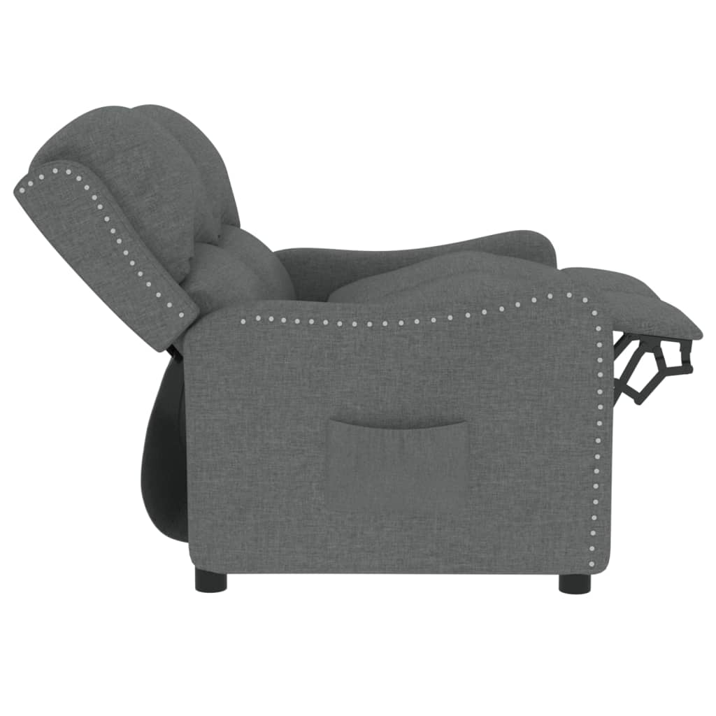 Fotoliu rabatabil 2 locuri/suport pahare, gri deschis, textil