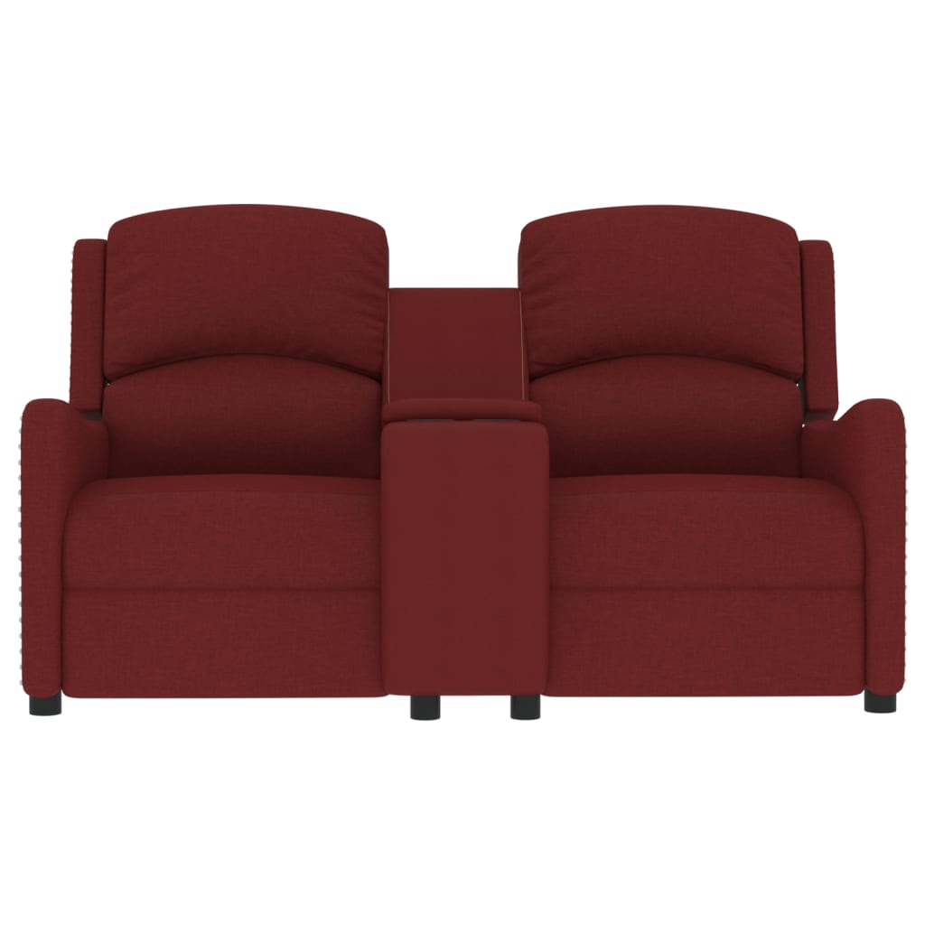

vidaXL Fauteuil 2-zits verstelbaar met bekerhouders stof wijnrood