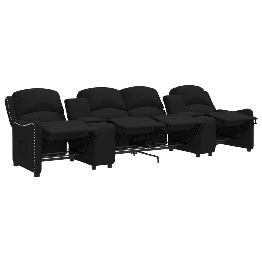 

vidaXL Fauteuil 4-zits verstelbaar met bekerhouders stof zwart