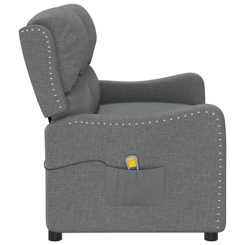 Fotoliu de masaj rabatabil cu 2 locuri, gri deschis, textil