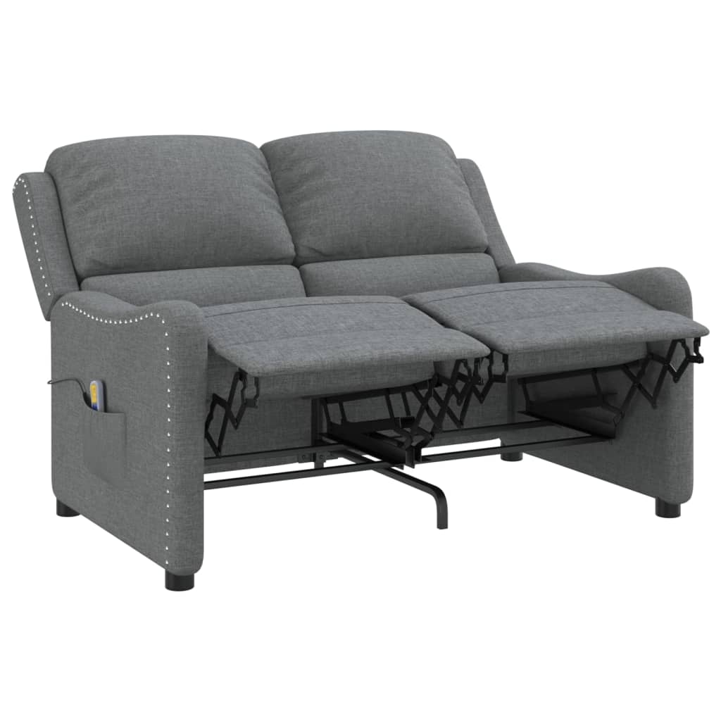 Fotoliu de masaj rabatabil cu 2 locuri, gri deschis, textil