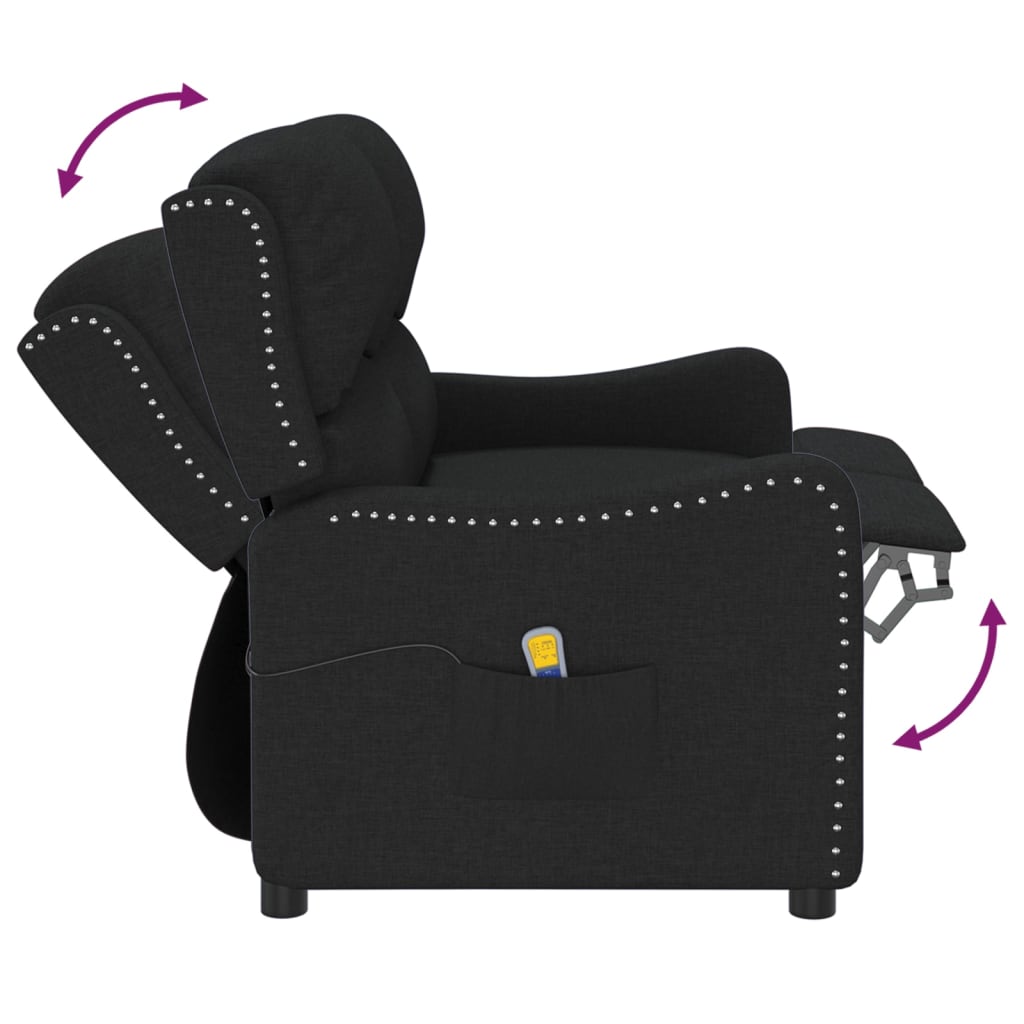 kétszemélyes fekete szövet dönthető masszázsfotel