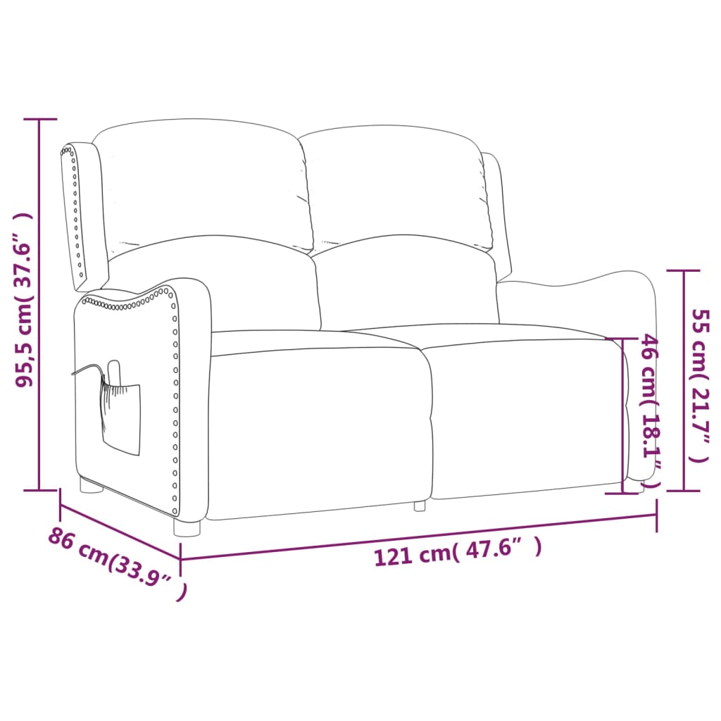 kétszemélyes tópszínű szövetborítású dönthető masszázsfotel