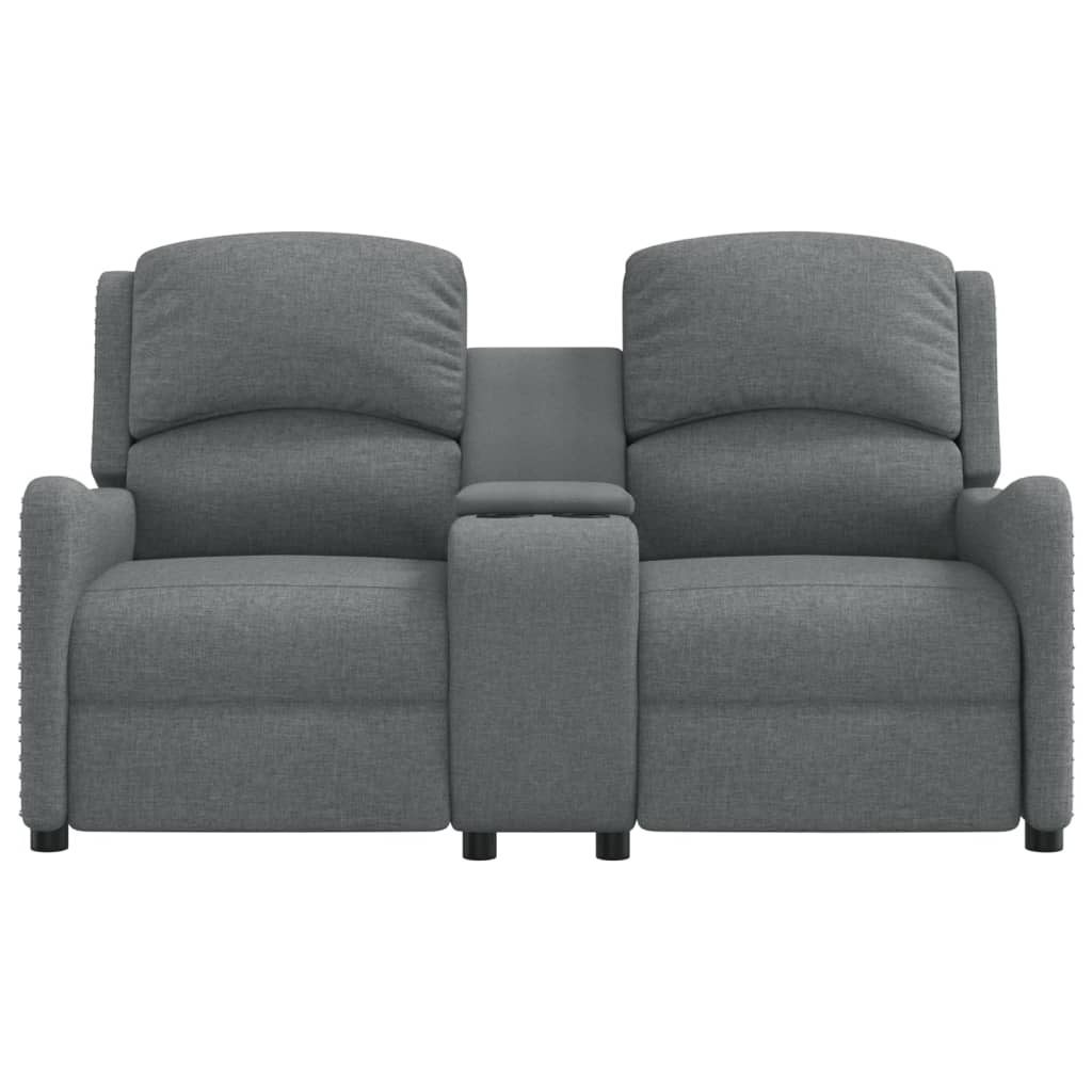 Fotoliu rabatabil masaj 2 loc/suport pahar, gri deschis, textil