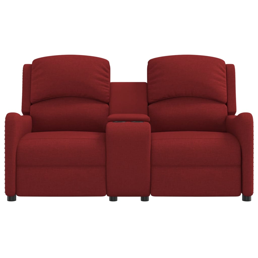 bordó szövet kétszemélyes dönthető masszázsfotel pohártartókkal