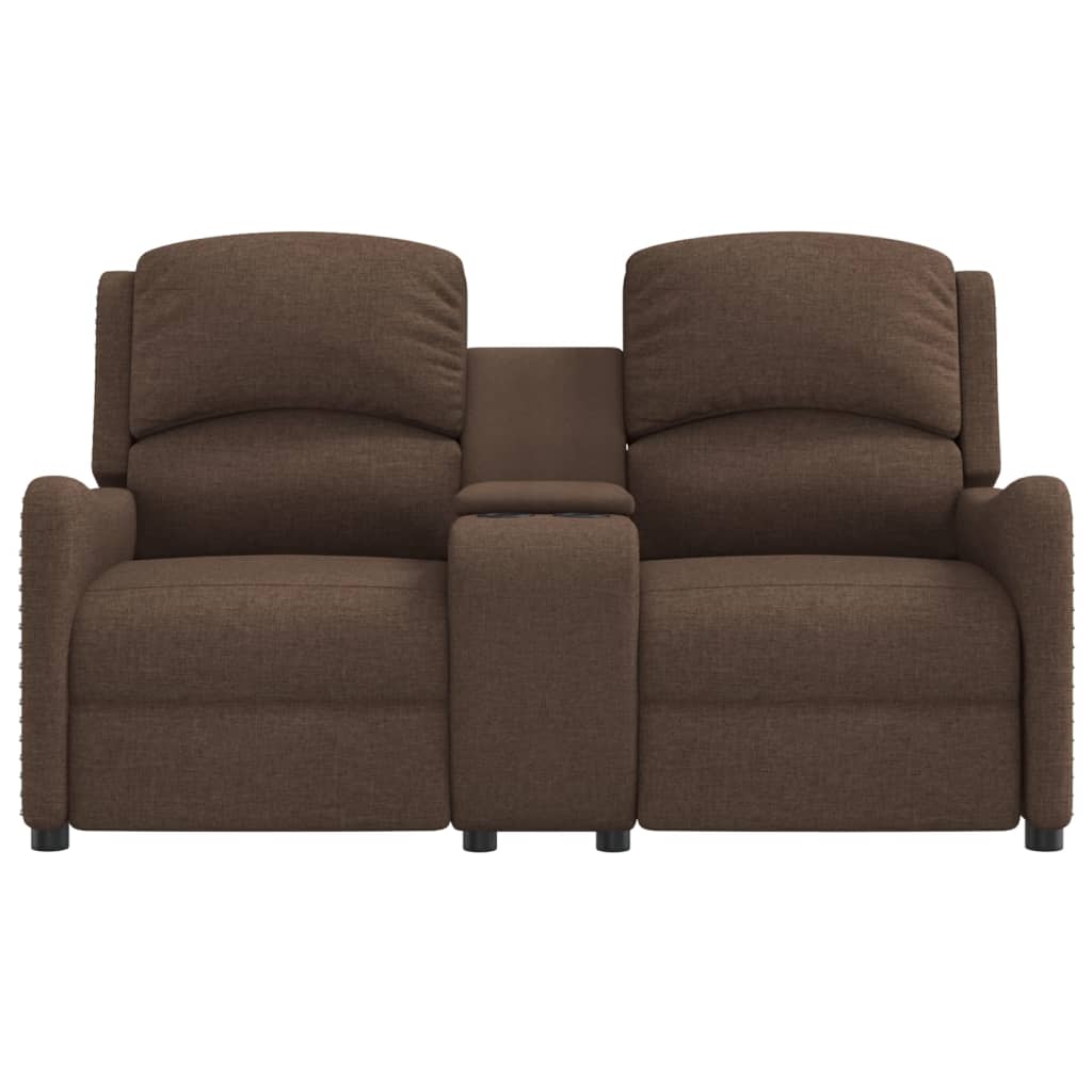 barna szövet kétszemélyes dönthető masszázsfotel pohártartóval