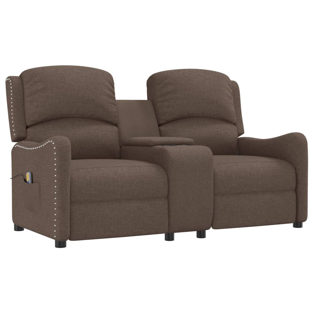 tópszínű kétszemélyes dönthető masszázsfotel pohártartóval