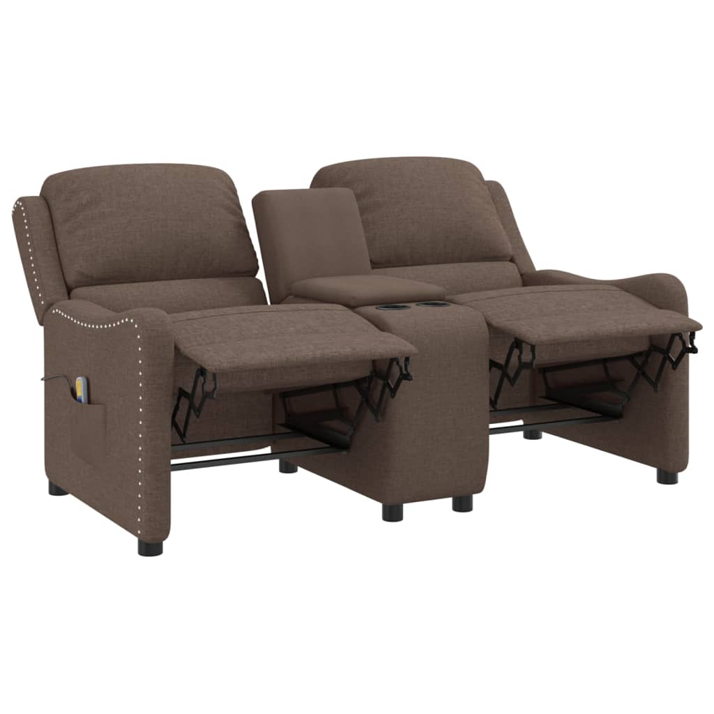 tópszínű kétszemélyes dönthető masszázsfotel pohártartóval