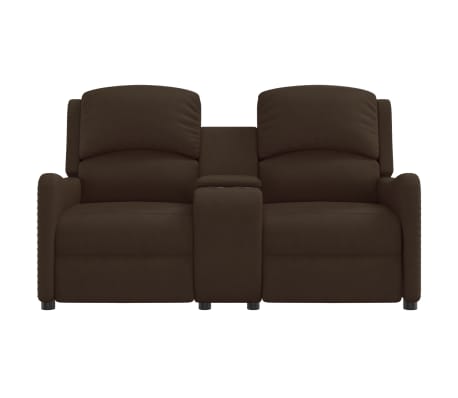 vidaXL 2-sits reclinerfåtölj med mugghållare brun glansig konstläder
