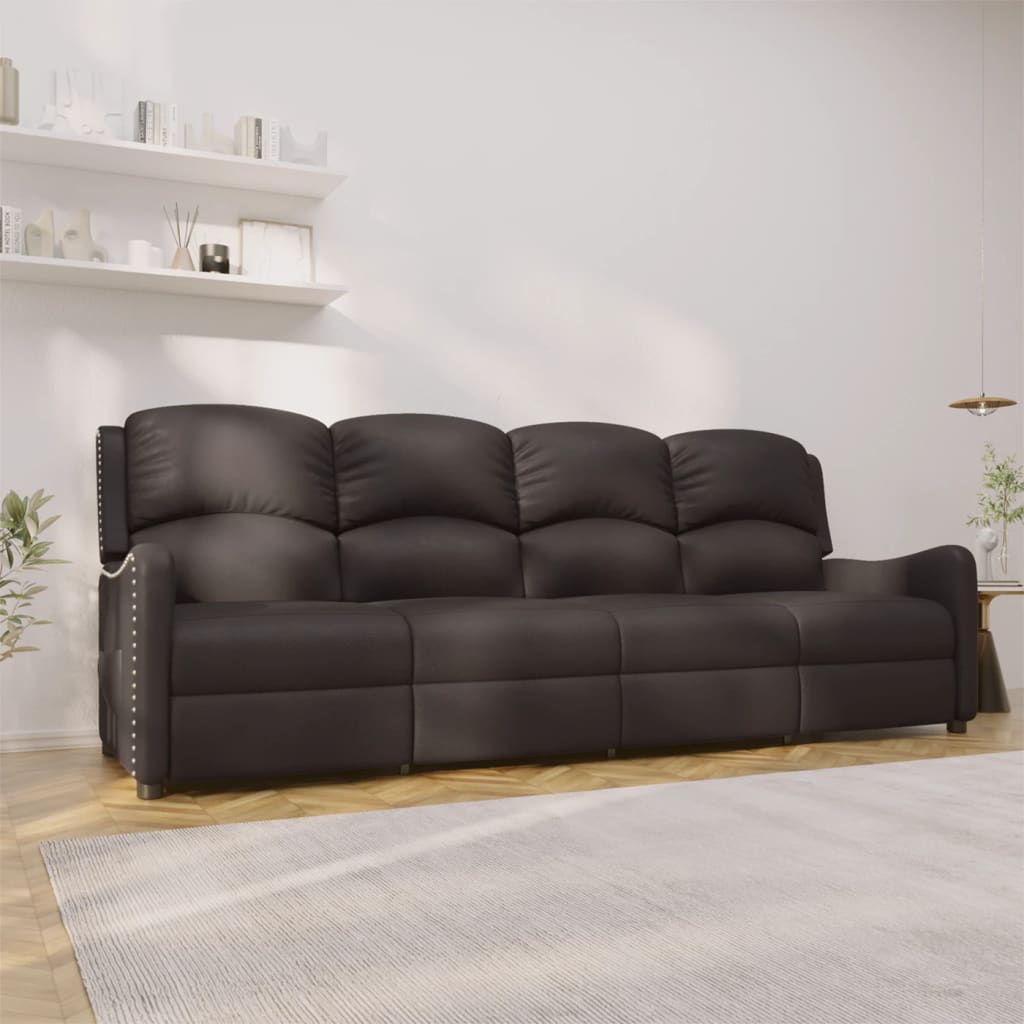 Relaxsofa 4-Sitzer Schwarz Kunstleder Glänzend