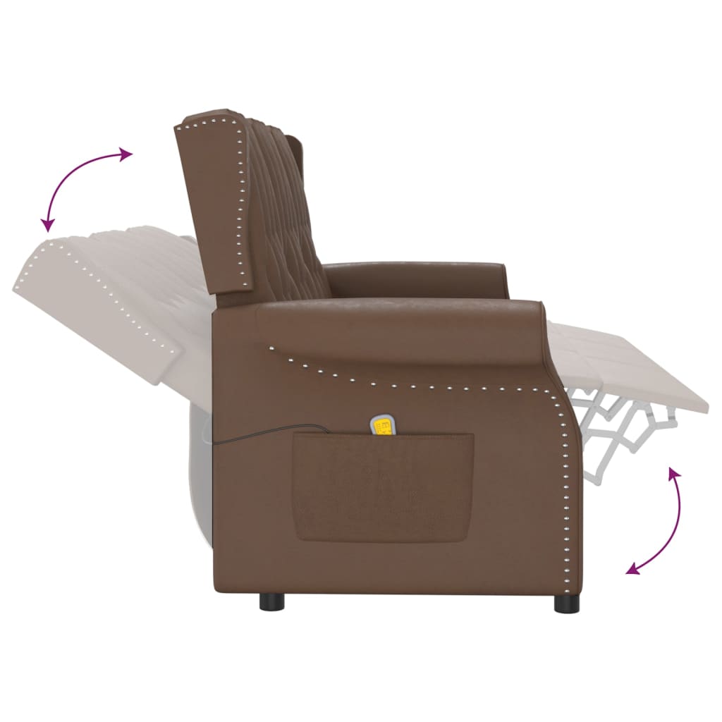 Fotoliu de masaj rabatabil, 3 locuri, maro, piele eco lucioasă