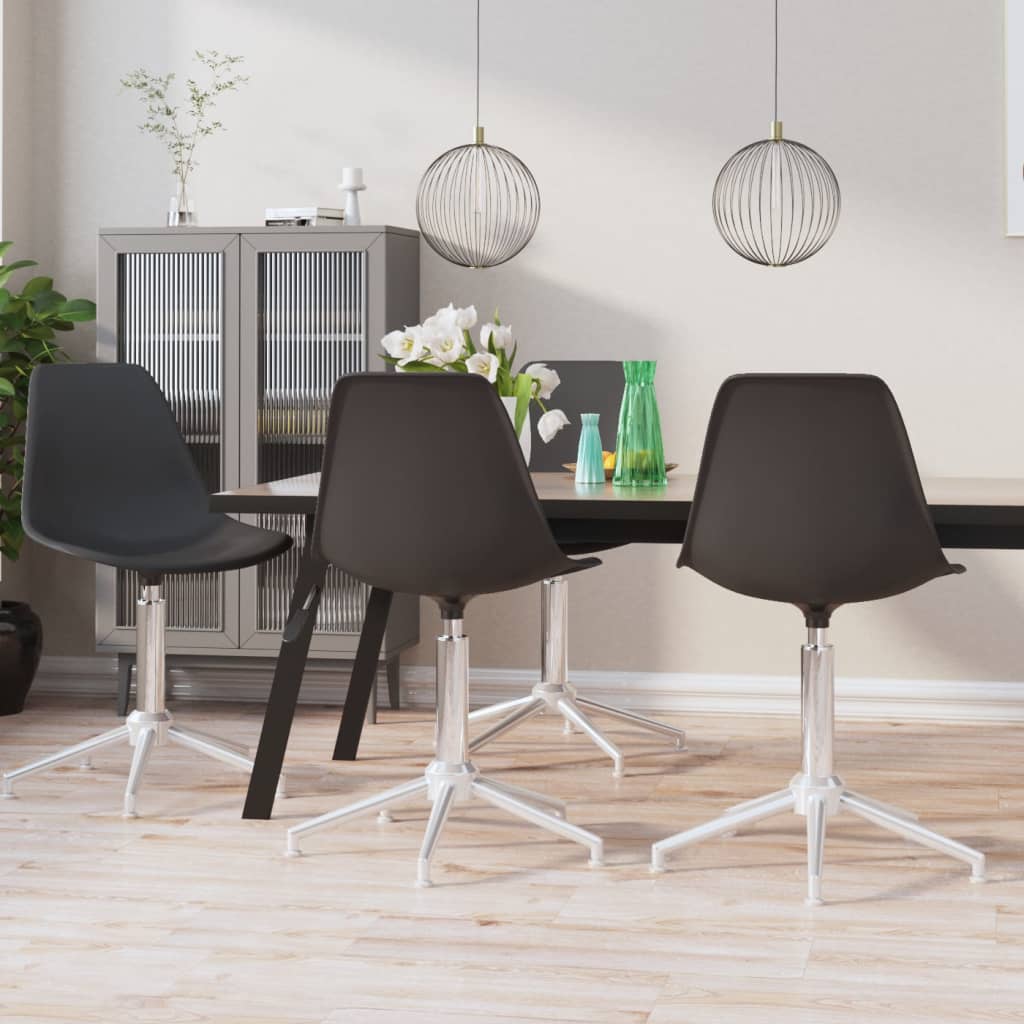 vidaXL Cadeiras de jantar giratórias 4 pcs PP cinzento-claro