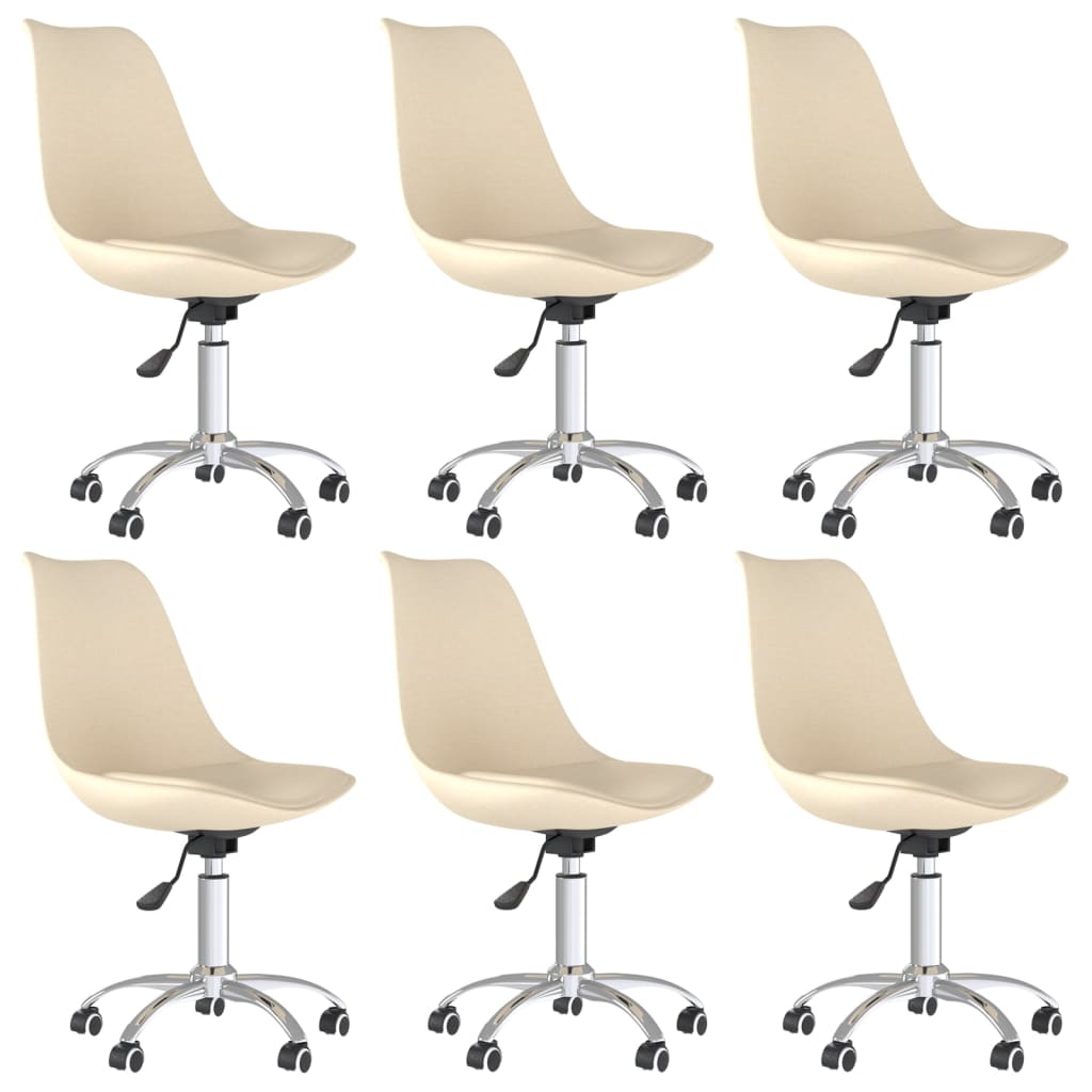 vidaXL Eetkamerstoelen 6 st stof crèmekleurig