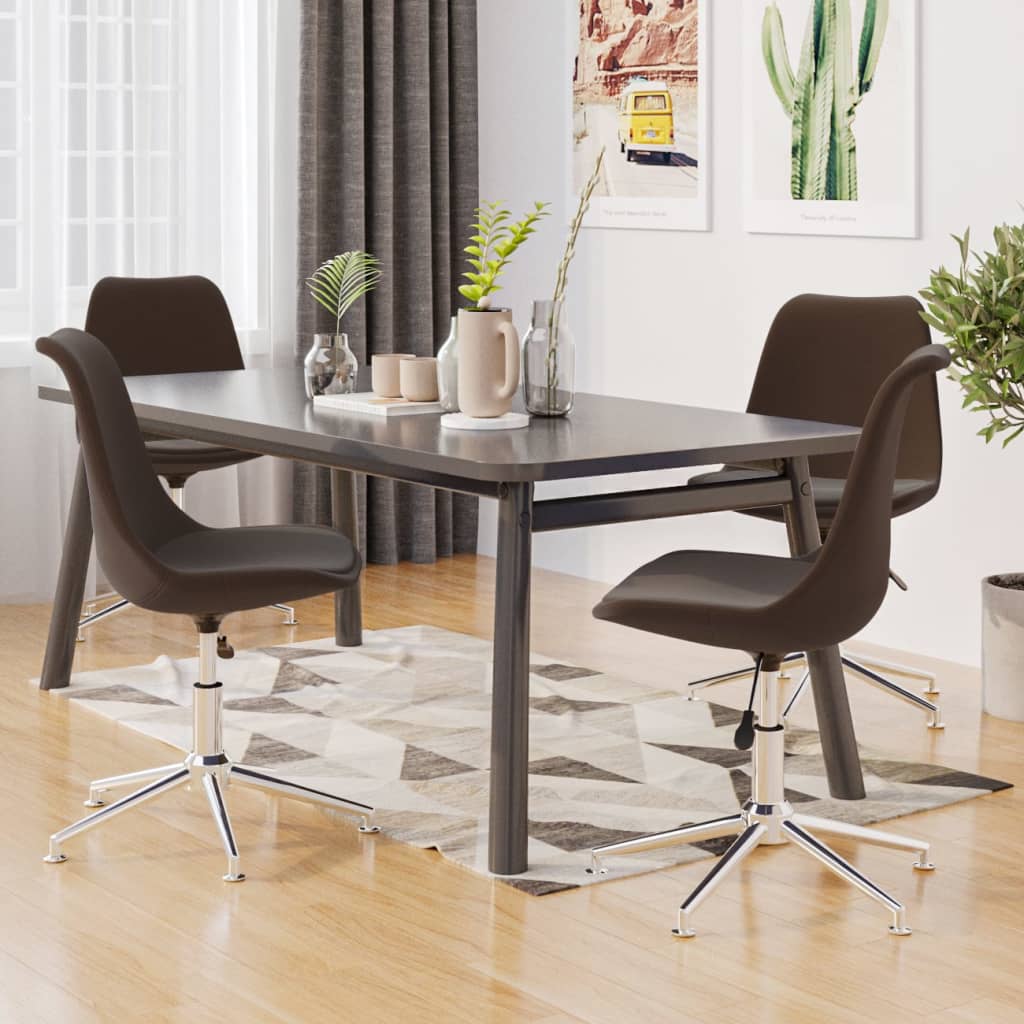 vidaXL Otočné jídelní židle 4 ks tmavě hnědé textil