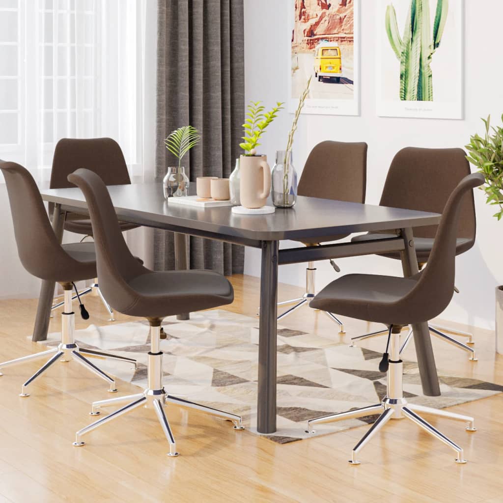 vidaXL Otočné jídelní židle 6 ks hnědé textil
