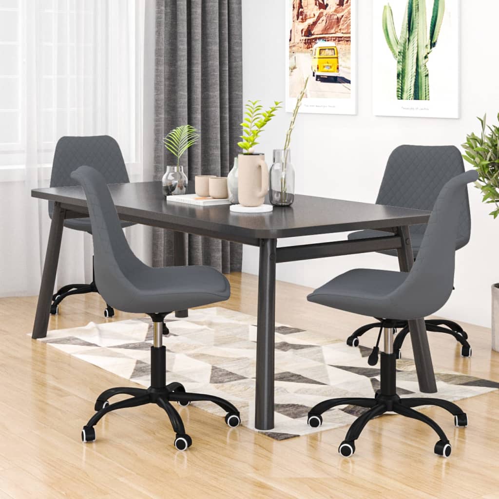 vidaXL Chaises pivotantes de salle à manger 4 pcs Gris foncé Tissu