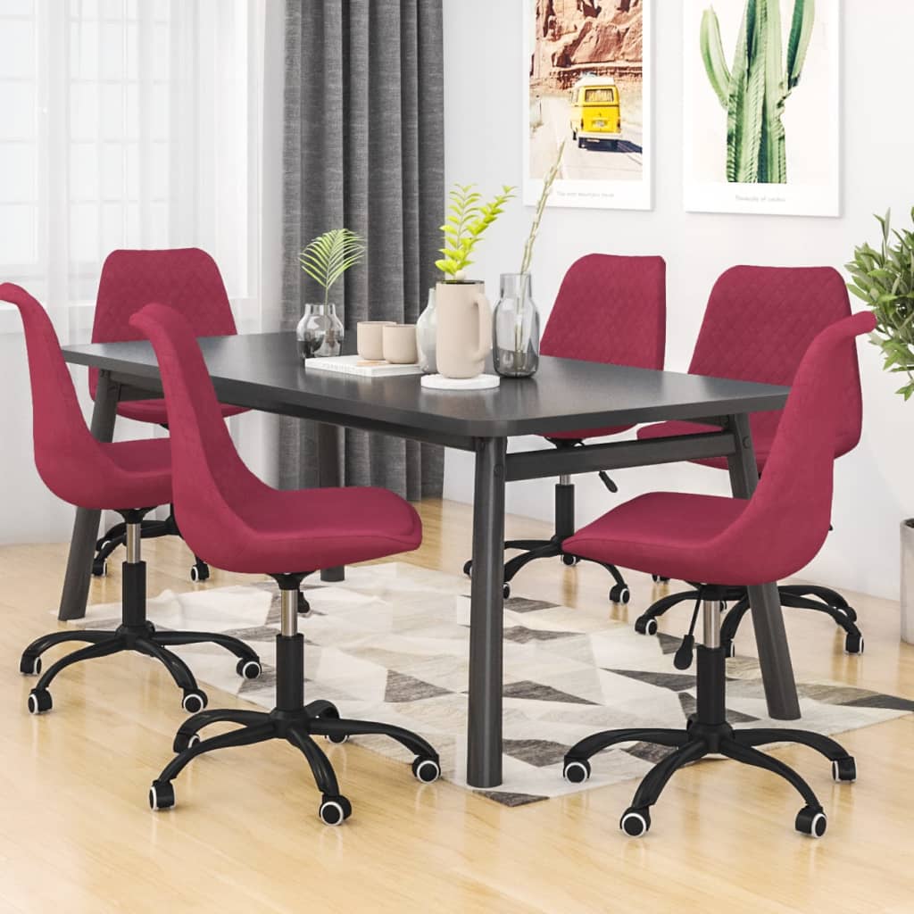 Chaises pivotantes à manger lot de 6 Rouge bordeaux Tissu