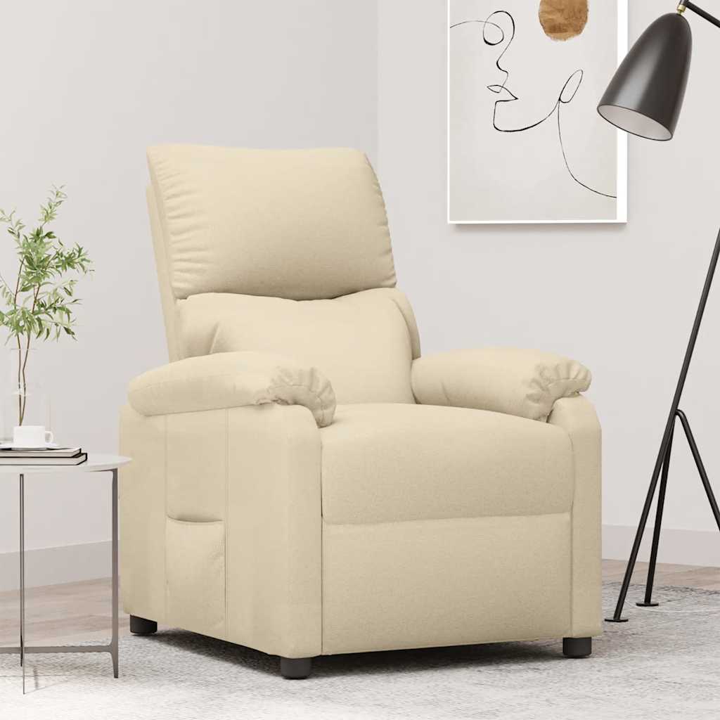 vidaXL Fotoliu rabatabil, crem, material textil