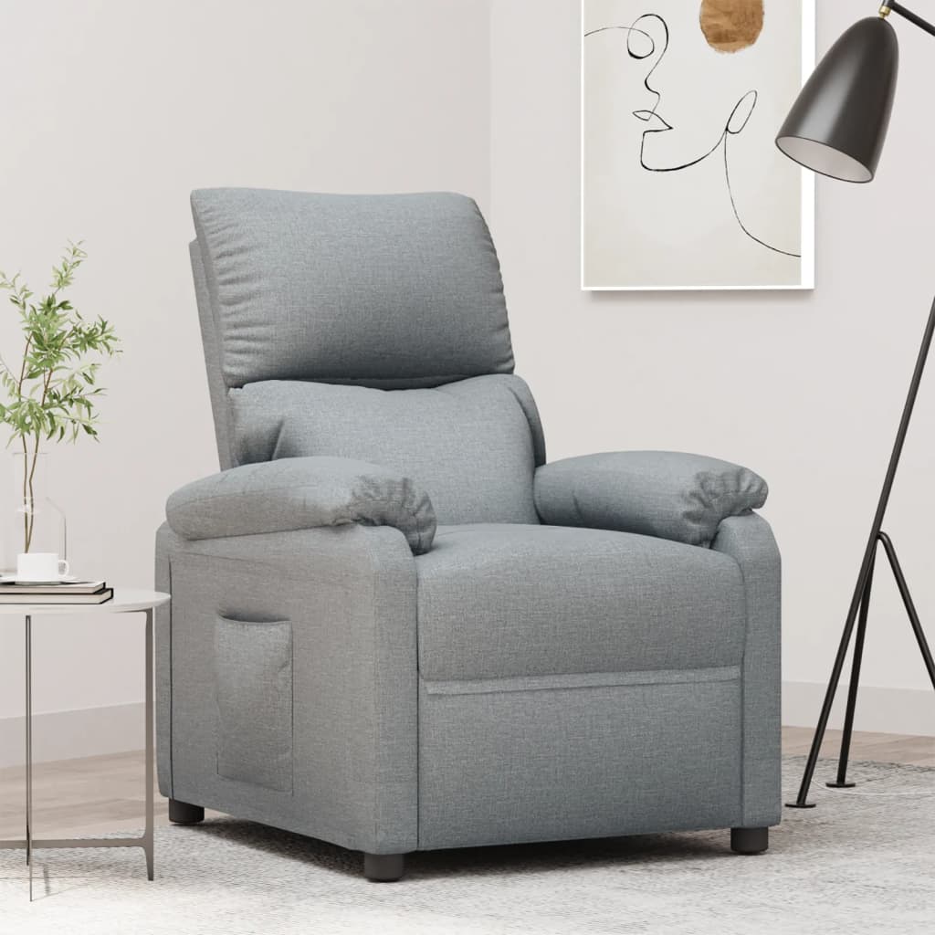 vidaXL Fotoliu rabatabil, gri deschis, material textil