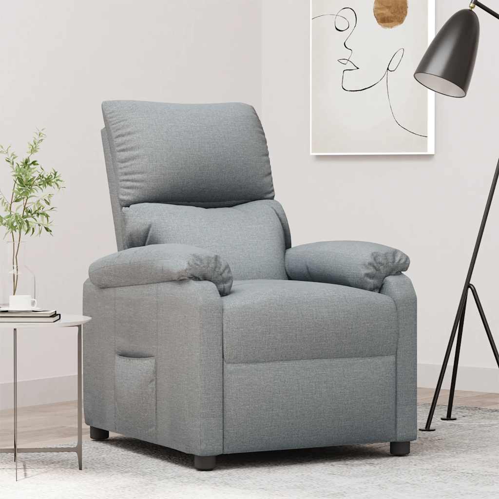 vidaXL Fotoliu rabatabil, gri deschis, material textil