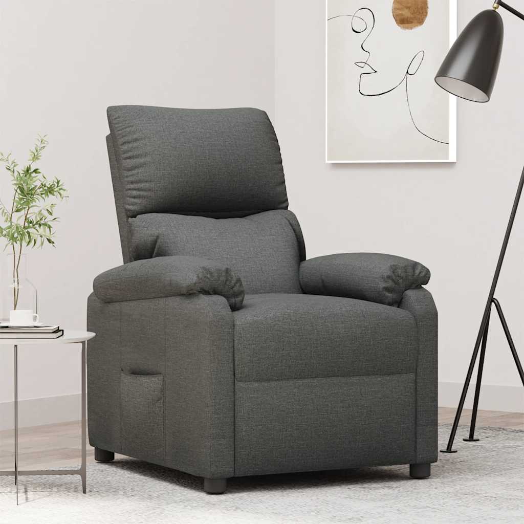 vidaXL Fotoliu rabatabil, gri închis, material textil