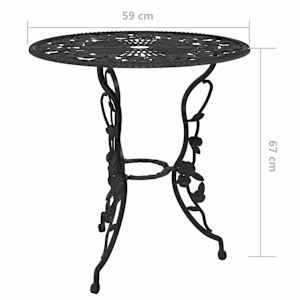 3dílný bistro set litý hliník černý - obrázek 8