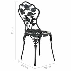 3dílný bistro set litý hliník černý - obrázek 9