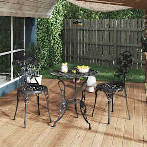 3dílný bistro set litý hliník černý - obrázek 1