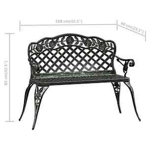 Zahradní lavice 108 cm litý hliník zelená - obrázek 7