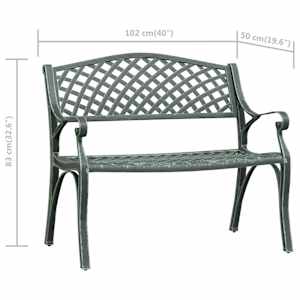 Zahradní lavice 102 cm litý hliník zelená - obrázek 7