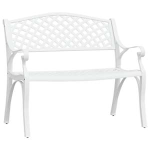 Zahradní lavice 102 cm litý hliník bílá - obrázek 2