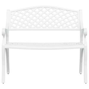 Zahradní lavice 102 cm litý hliník bílá - obrázek 3