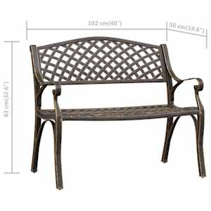 Zahradní lavice 102 cm litý hliník bronzová - obrázek 7