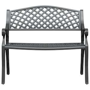 vidaXL Banco de jardín de aluminio fundido negro 102 cm