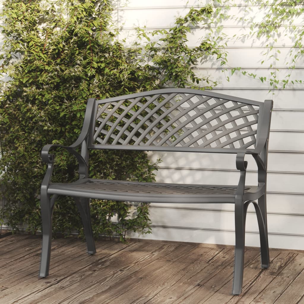 vidaXL Garden Bench 102 cm Cast Aluminium Black