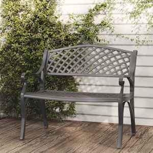 Vrtna klop 102 cm liti aluminij črne barve