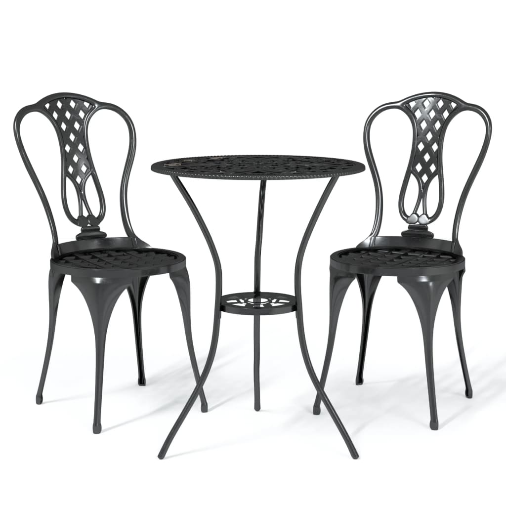 vidaXL 3dílný bistro set litý hliník černý