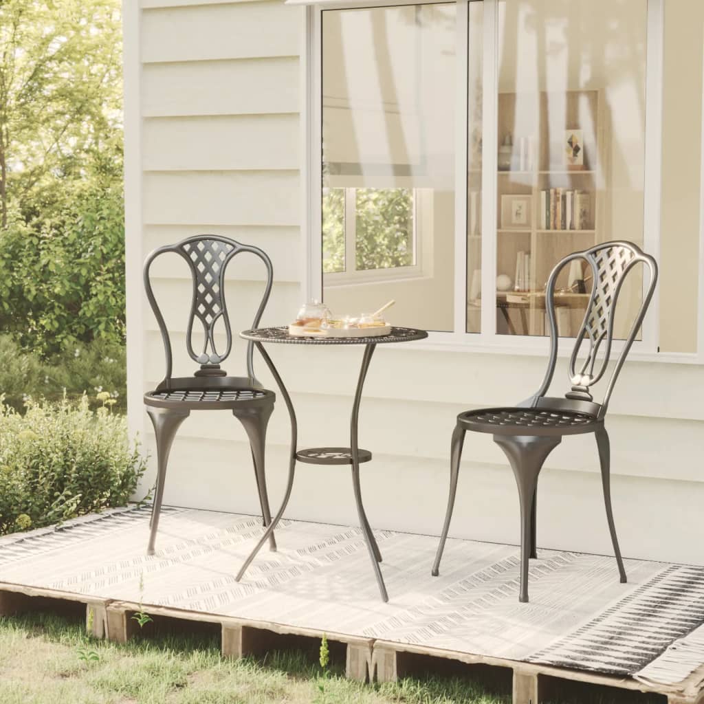 vidaXL 3-tlg. Bistro-Set Aluminiumguss Schwarz