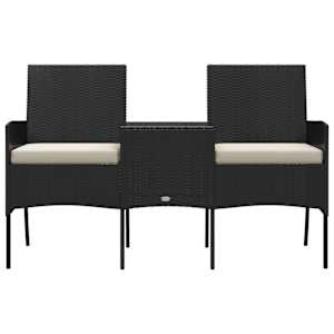 vidaXL 2-osobowa sofa ogrodowa ze stolikiem, rattan PE, czarna