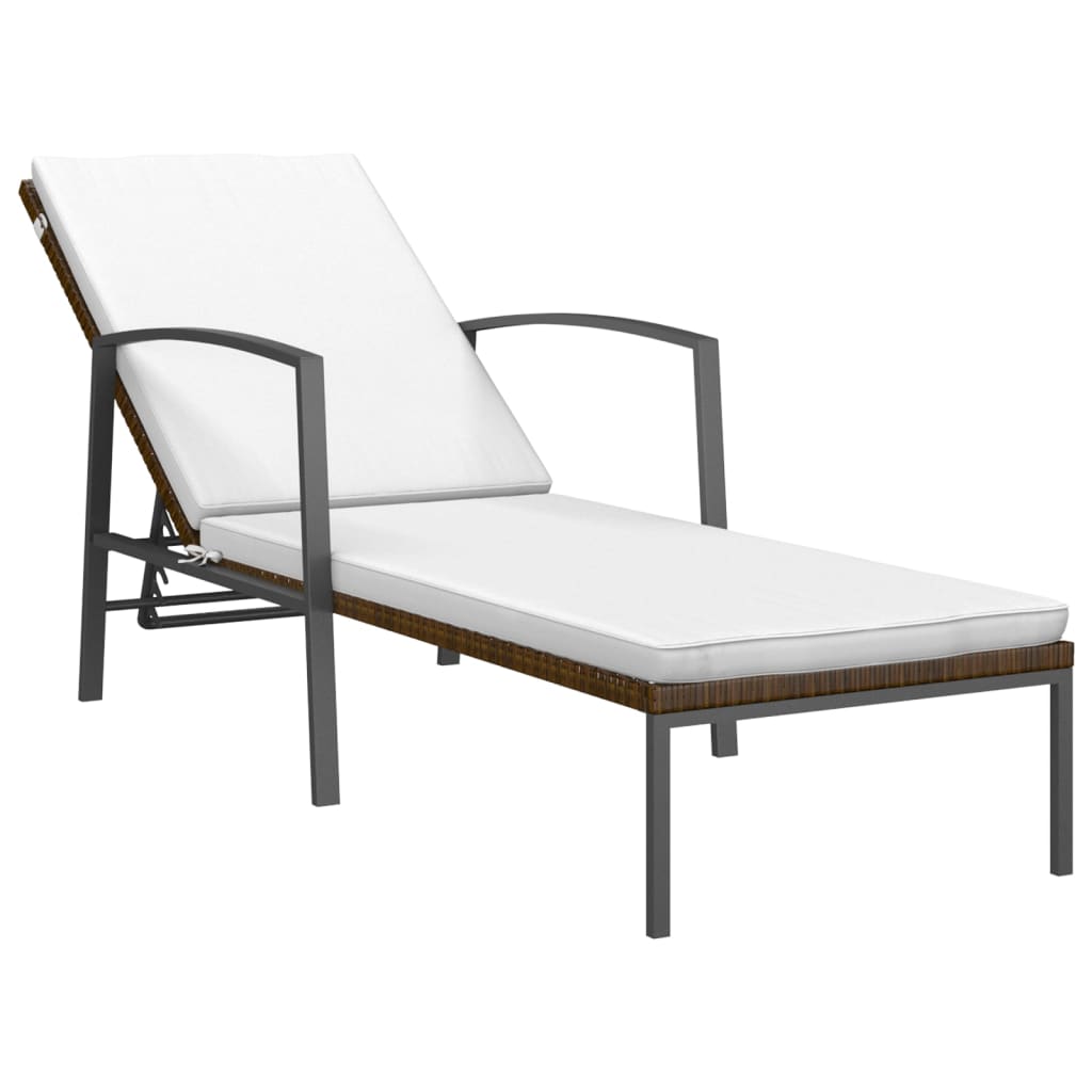 Photos - Garden Furniture VidaXL Patio Sun Lounger with Cushion Poly Rattan Brown 