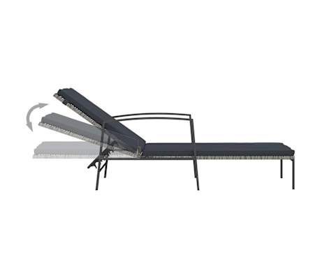 Lettino Prendisole VidaXL Pieghevole In Acciaio - Nero/grigio, Con Cuscino Spesso, Reclinabile, Porta 120 Kg
