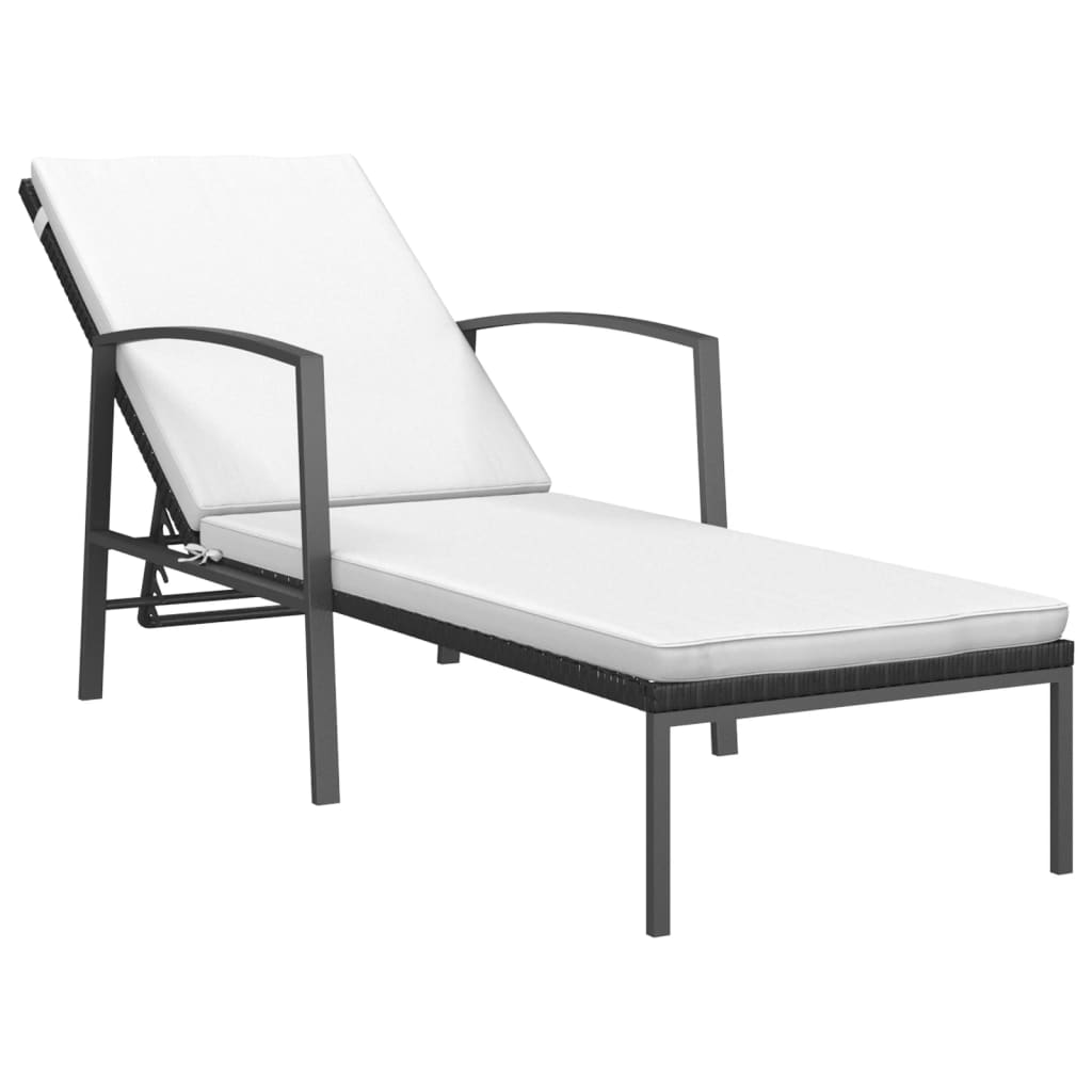 vidaXL Ligbedden 2 st met tafel poly rattan zwart afbeelding